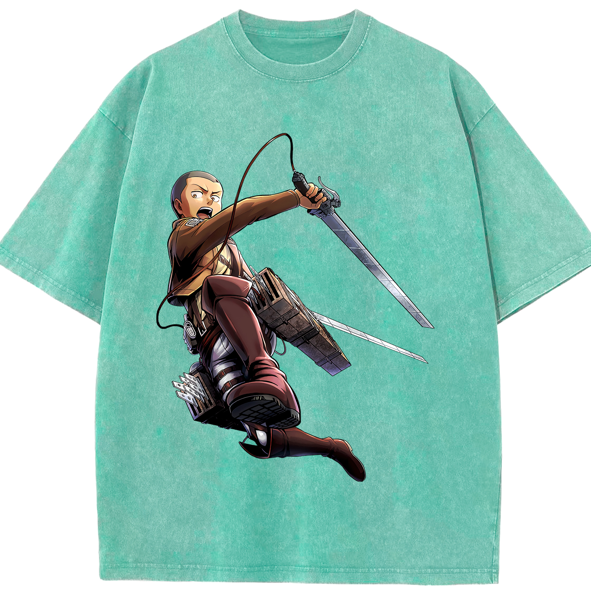 （画像用） 進撃の巨人 コニー·スプリンガー Attack on Titan Connie Springer 綿100% ヴィンテージ風 半袖Tシャツ（フロントプリント）